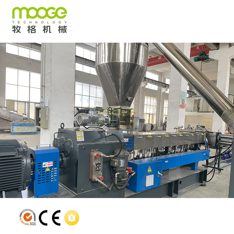 TDY20 600RPM PET Flakes Paralel Twin Screw Extrusion Pelletizing Line