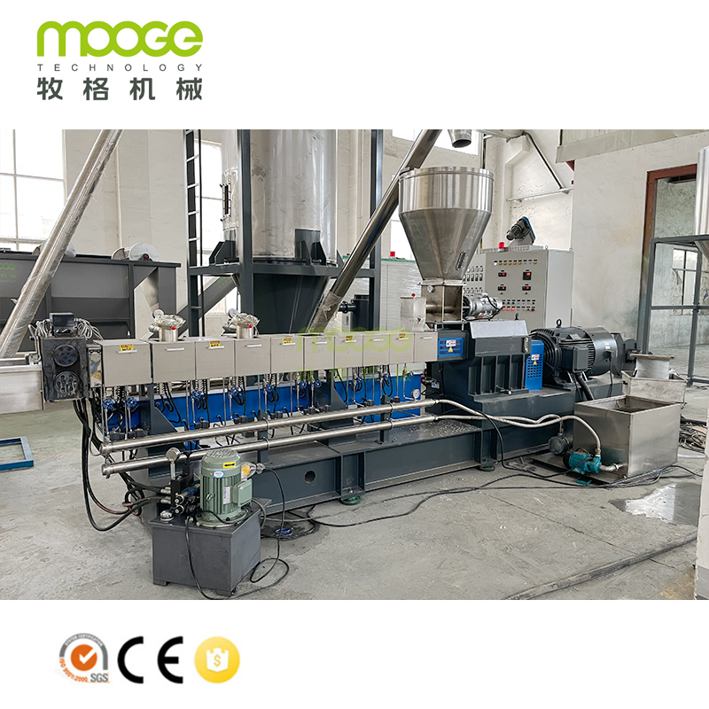 TDY72 600kg / jam Paralel Twin Screw Daur Ulang Botol PET Flake Pelletizing Line